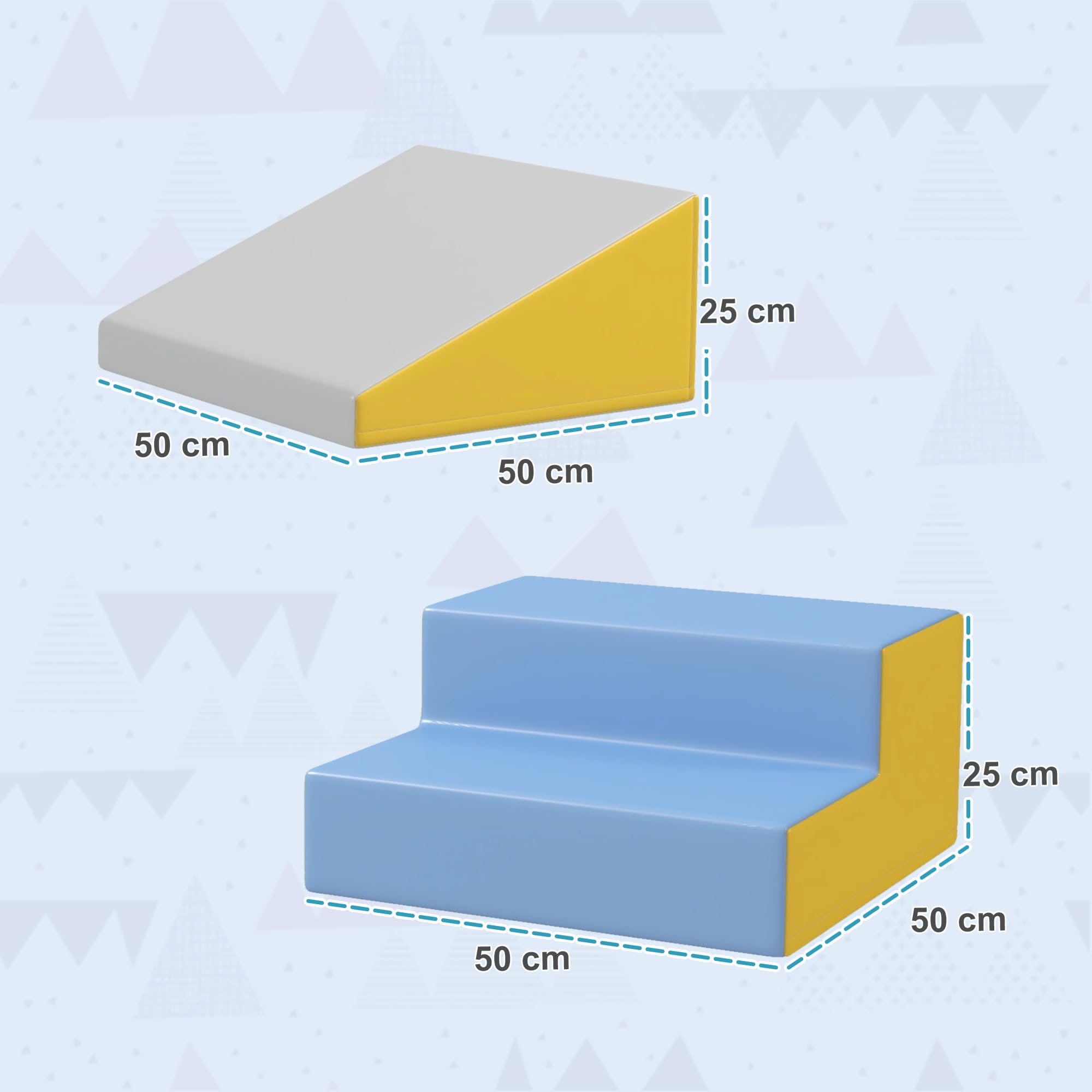 HOMCOM Parcours motricité bébé modulable, Jouets d'escalade, Mousse Blocs de Construction Jouets éducatifs, 2 Briques géantes en Mousse, pour Enfants 12 à 36 Mois, Multicolore