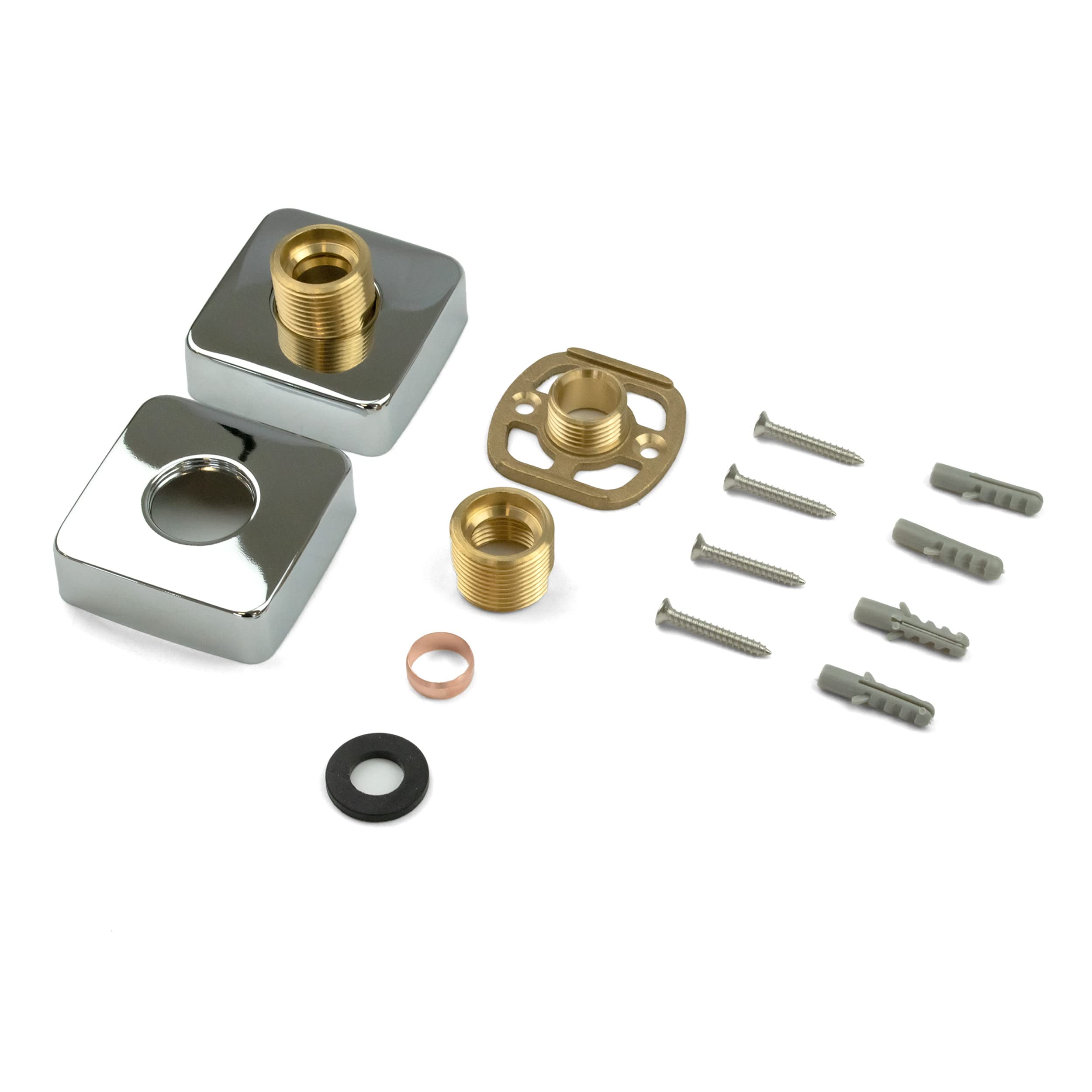Xcel Home Chrome Square Shower Fixing Kit Plates (Pair) - Image 2