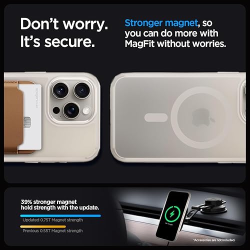 Miniatura 5 de Spigen Funda ultra híbrida MagFit diseñada para iPhone 15 Pro Max (2023), titanio natural escarchado