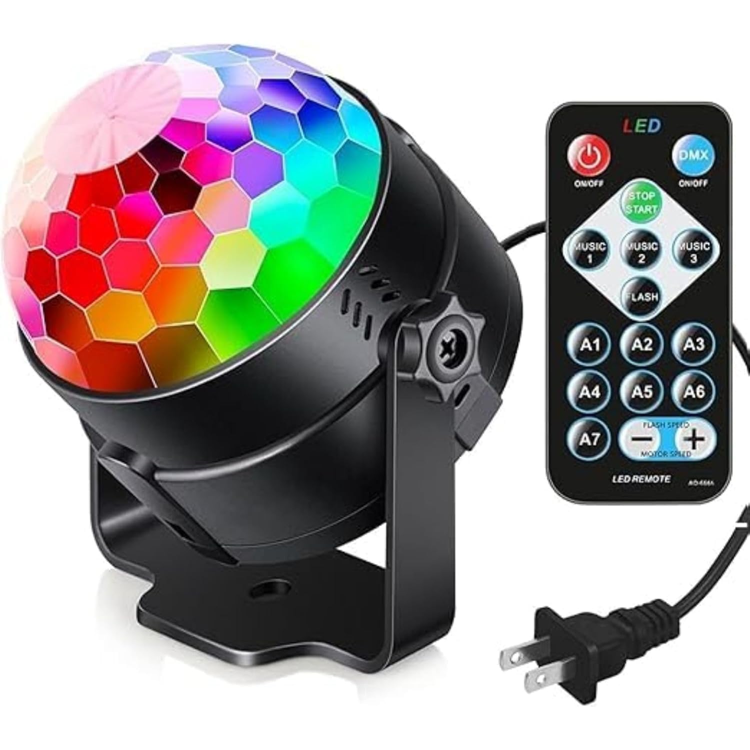 LACOLANE Sound Activated RGB Disco Ball Party Light with Remote – 16-Color LED Strobe DJ Light for Home, Birthday, Christmas, Karaoke & Club Decorations (1 Pack)-picture-32