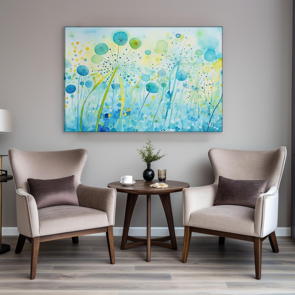 Canvas for Living room. Field of Dreams: A Tranquil Tapestry in Watercolor Shades, 27 x 18 inch Canvas Wall Art - Contemporary Masterpieces - Modern Home Decor - 69x46 cm (27x18 inch)