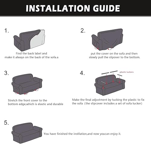Miniatura 6 de Qubjus Funda elástica para sofá moderna de 4 cojines, de gran tamaño, lavable, protector de muebles para decoración del hogar (XL, marrón)