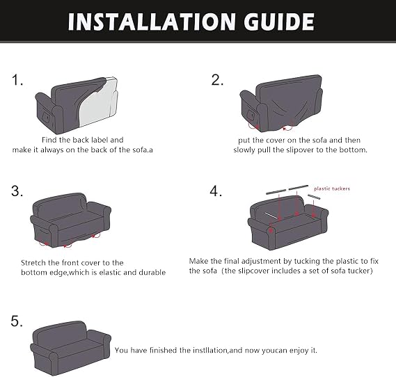 Qubjus Modern Couch Cover Stretch Loveseat Sofa Cover for 2 Cushion Couch Solid Color Non Slip Washable Furniture Protector Sofa Slipcover for Home Decoration(Medium, Red)