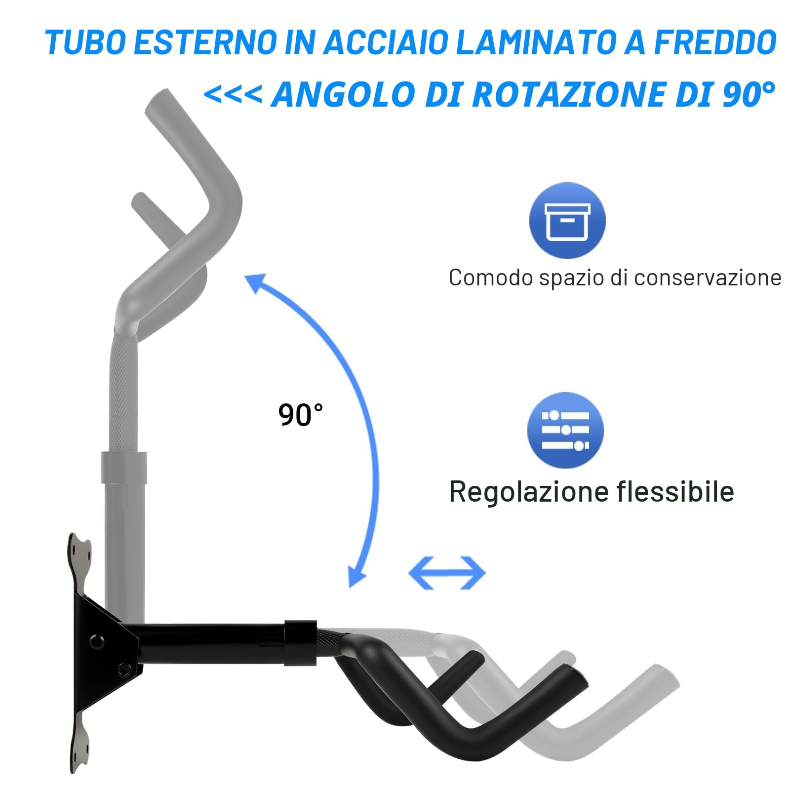 Porta Bici da Muro 30 kg 360° Girevole Estraibile Pieghevole 90° Protezione Schiuma EVA 8 mm