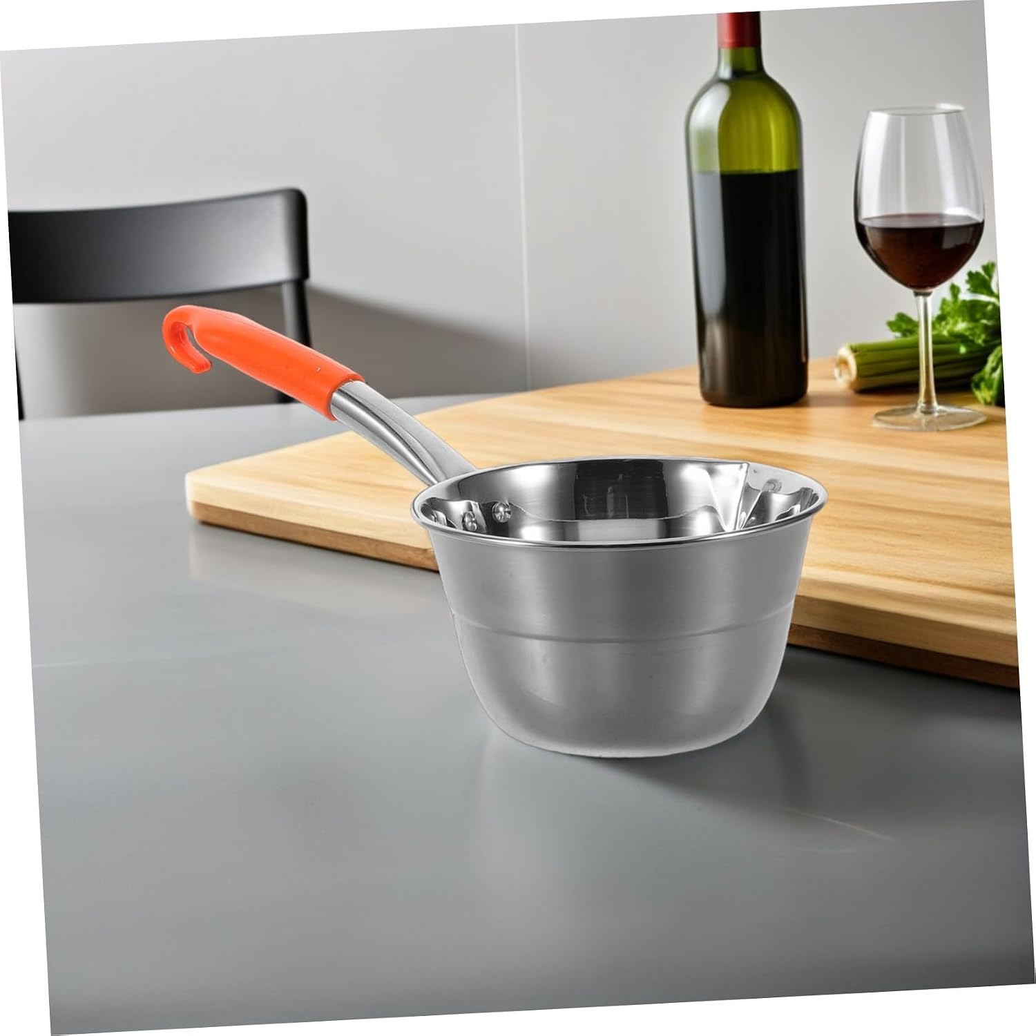 TIDTALEO Water Ladle Deep Rounded Thickened Scoop Stainless Steel with Long Handle and Hook Sturdy Kitchen Cooking Scoop with Smooth Wide Spout for Soup Serving and Garden Irrigation