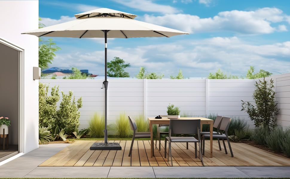 C-Hopetree 19 kg Heavy Duty Square Base Stand for Outdoor Patio Market Table Garden Parasol Umbrella, Bronze - Image 7