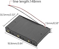 Vista 2 de Caja organizadora de 6 pilas AA 9V con cable conector - Almacenamiento negro de plástico ABS