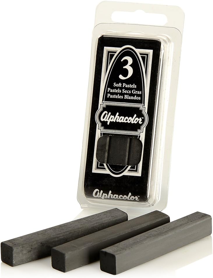 Derwent Alphacolor Soft Pastels, Charcoal, 3 Pastels per Pack (105C)