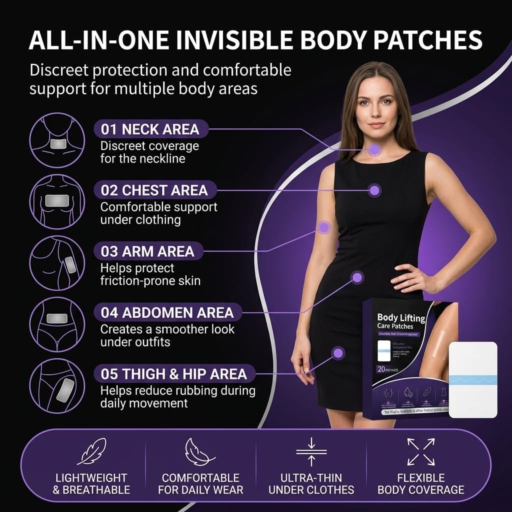 Jesige Invisible Thigh Lift Tape, Waterproof Sweatproof Body Patches, 20PCS