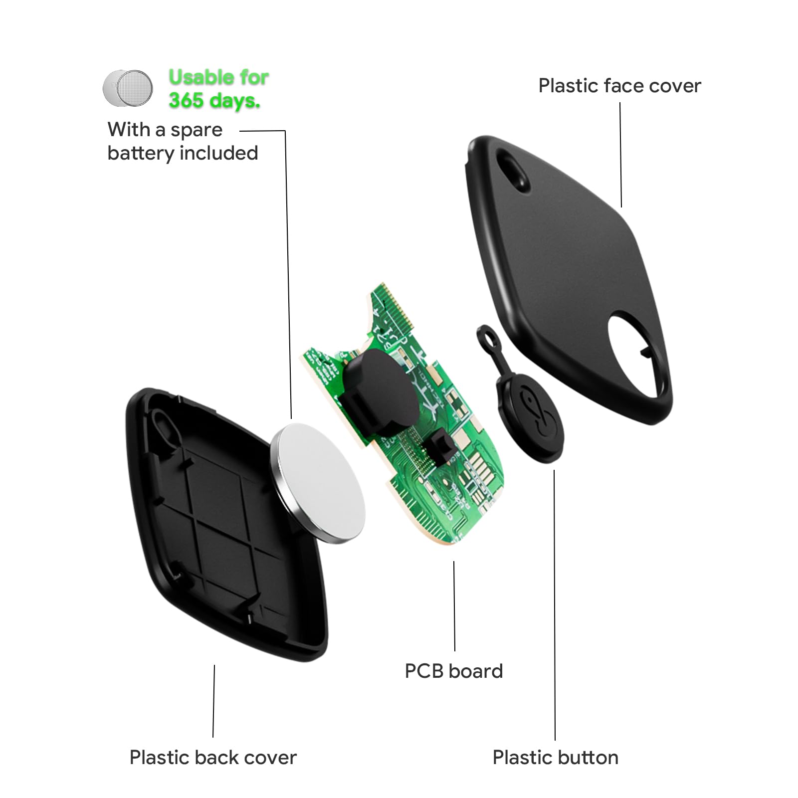 Air Tracker, fonctionne avec l'application Apple Find My (iOS uniquement, non compatible avec Android), étiquette de suivi électronique pour bagages, clés, sacs à dos, et plus encore (lot de 2