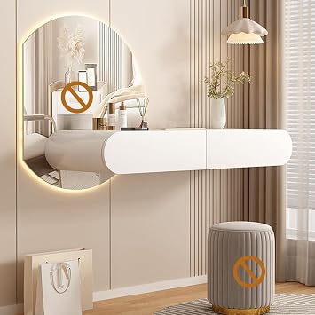 Wall Mounted Makeup Vanity,Floating Vanity Desk with Drawers,Hanging Desk for Wall,Floating Corner Desk,Hanging Dressing Table for Bedroom