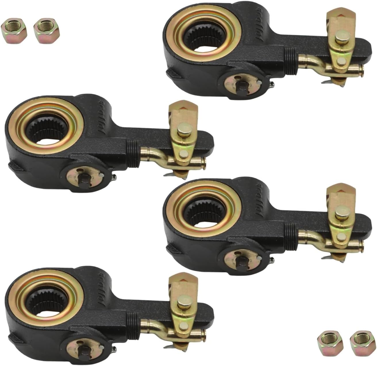 4 Pack AS1140 28 Spline 1.5" Diameter 5.5" Lever Automatic Brake Slack Adjuster with Lock Clevis R801072 R801073 R801070