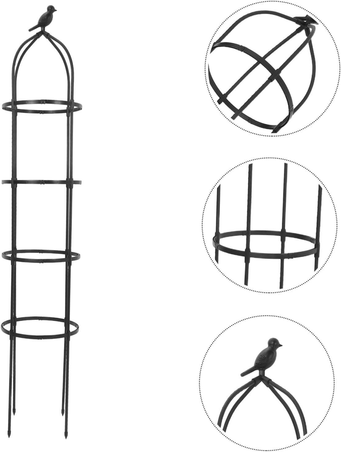 Heavy Duty Metal Garden Trellis Climbing Plant Support for Roses Cucumbers Vertical Gardening Decorative Outdoor Flower Bed Obelisk with Bird Design Easy Installation