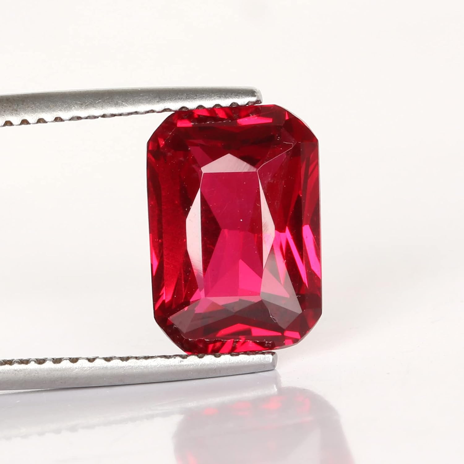 Amazing! Red Ruby Emerald Shape, 7.Carat Loose Gemstone For Ring Making