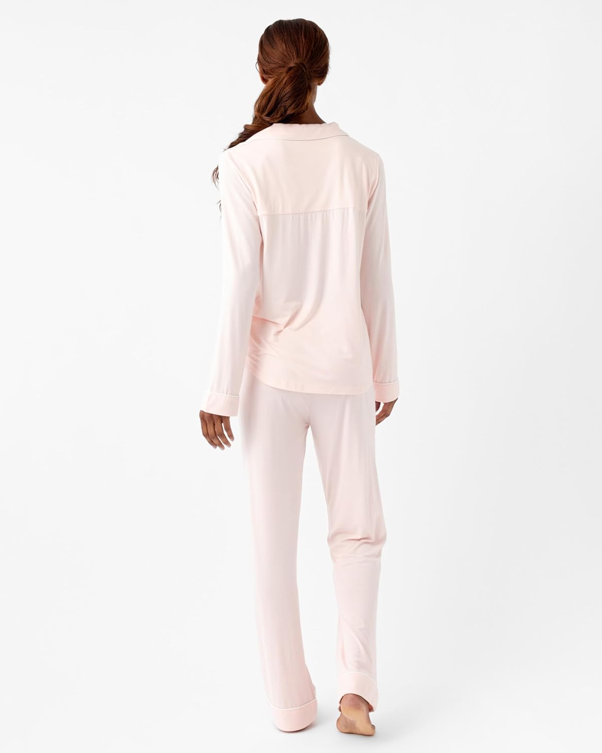 Cozy Earth 100% Viscose From Bamboo Long Sleeve Pajama Set For Women - Button-Up Sleepwear - Image 2