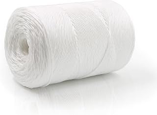 Polypropylene Twine - 5/64" Thick, 1467 Feet Long for Bundling, Packaging, Gardening and More, White, TSX0165