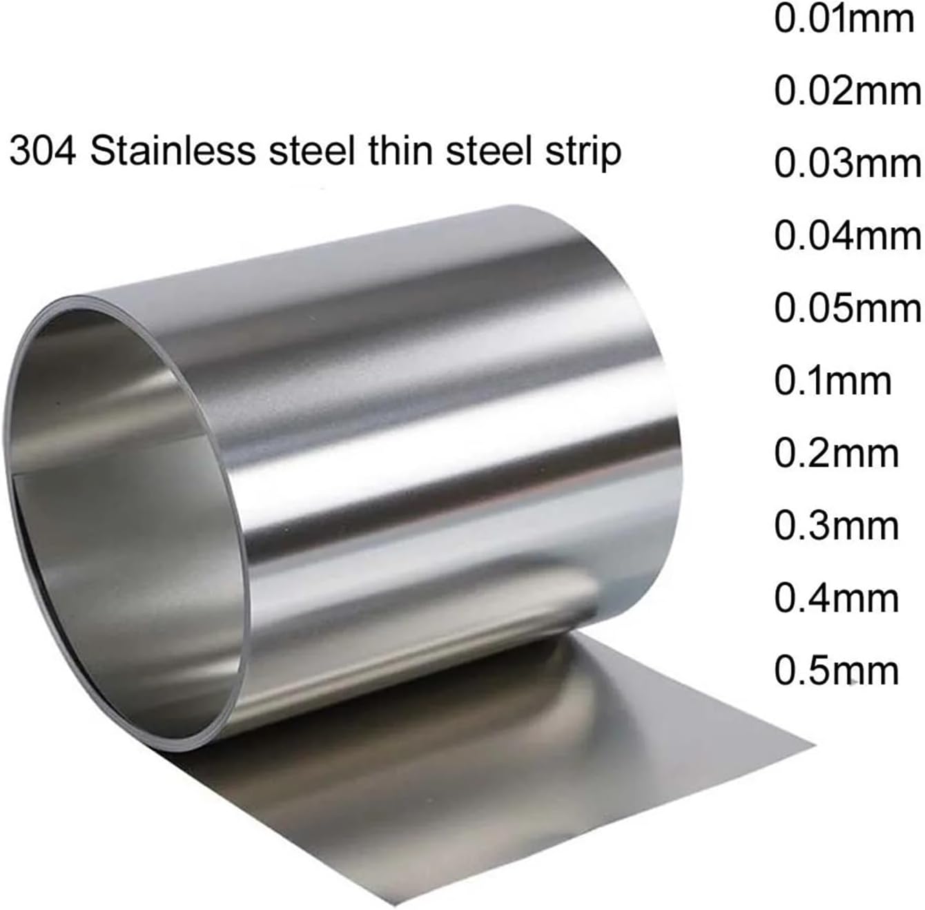 1 Meters 304 Stainless Steel Strip Sheet Coil 0.01 .02 .05 2 .3 .4 .5 mm Thickness(0.5x50mm)