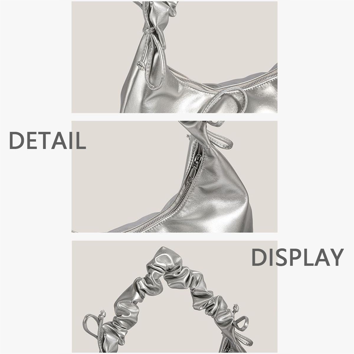 Cute Bow Tie Shoulder Bag for Women, Soft PU Leather Underarm Bag Y2k Coquette Hobo Handbag Versatile Tote Purse - Image 4