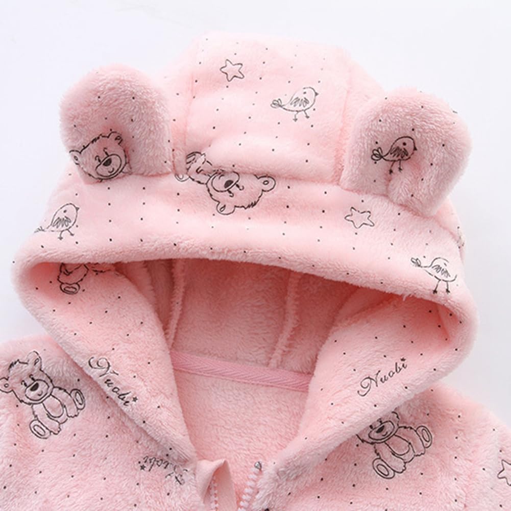 Newborn Unisex Baby Bear Onesie, Infant Romper Snowsuit Hooded Jumpsuit Bodysuit Winter Outwear Boy Girl 0-12M