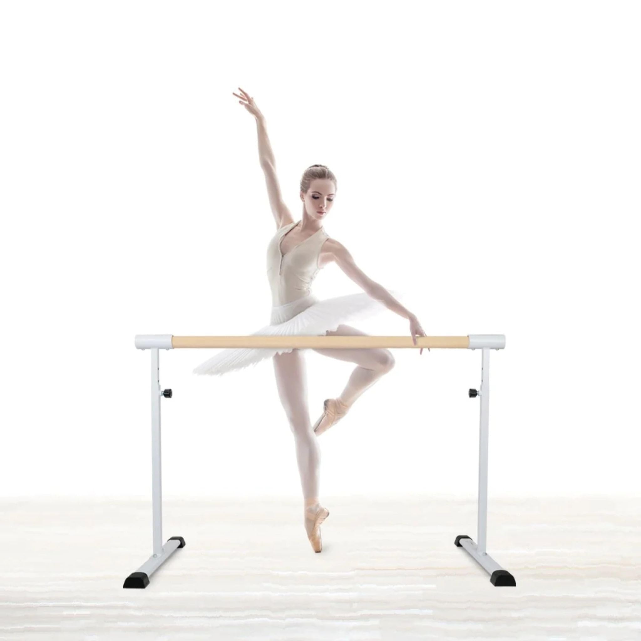 Barra elástica portátil para ballet Cannons UK, 1,1 m, altura ajustable 85-105 cm, pies antideslizantes
