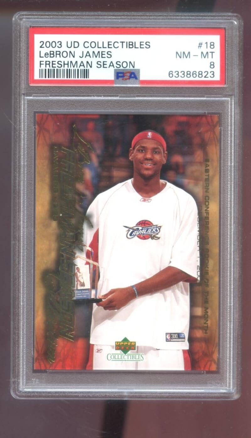 2003-04 UD Upper Deck #18 Lebron James Freshman Season ROOKIE PSA 6 Graded Card - Basketball Slabbed Rookie Cards