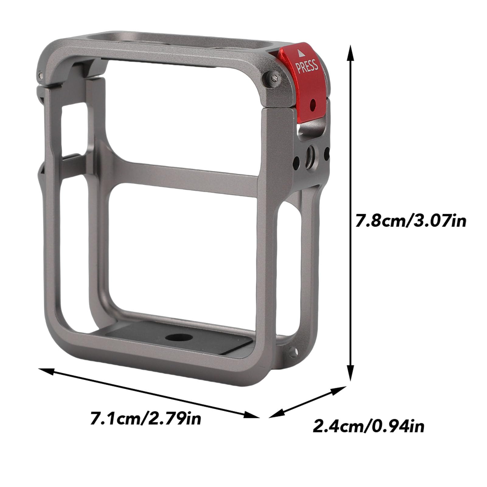 Gabbia per fotocamera protettiva in lega di alluminio per fotocamera Nano Action Camera con supporto a slitta fredda per foto e video