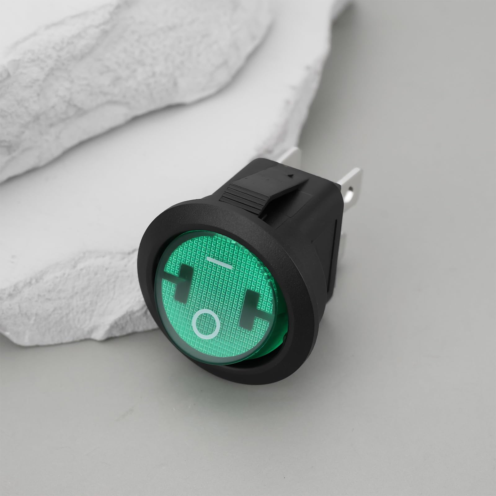 4 szt. zielony podświetlany okrągły przełącznik kołyskowy DPST 6A 250VAC 10A 125VAC do urządzeń elektrycznych