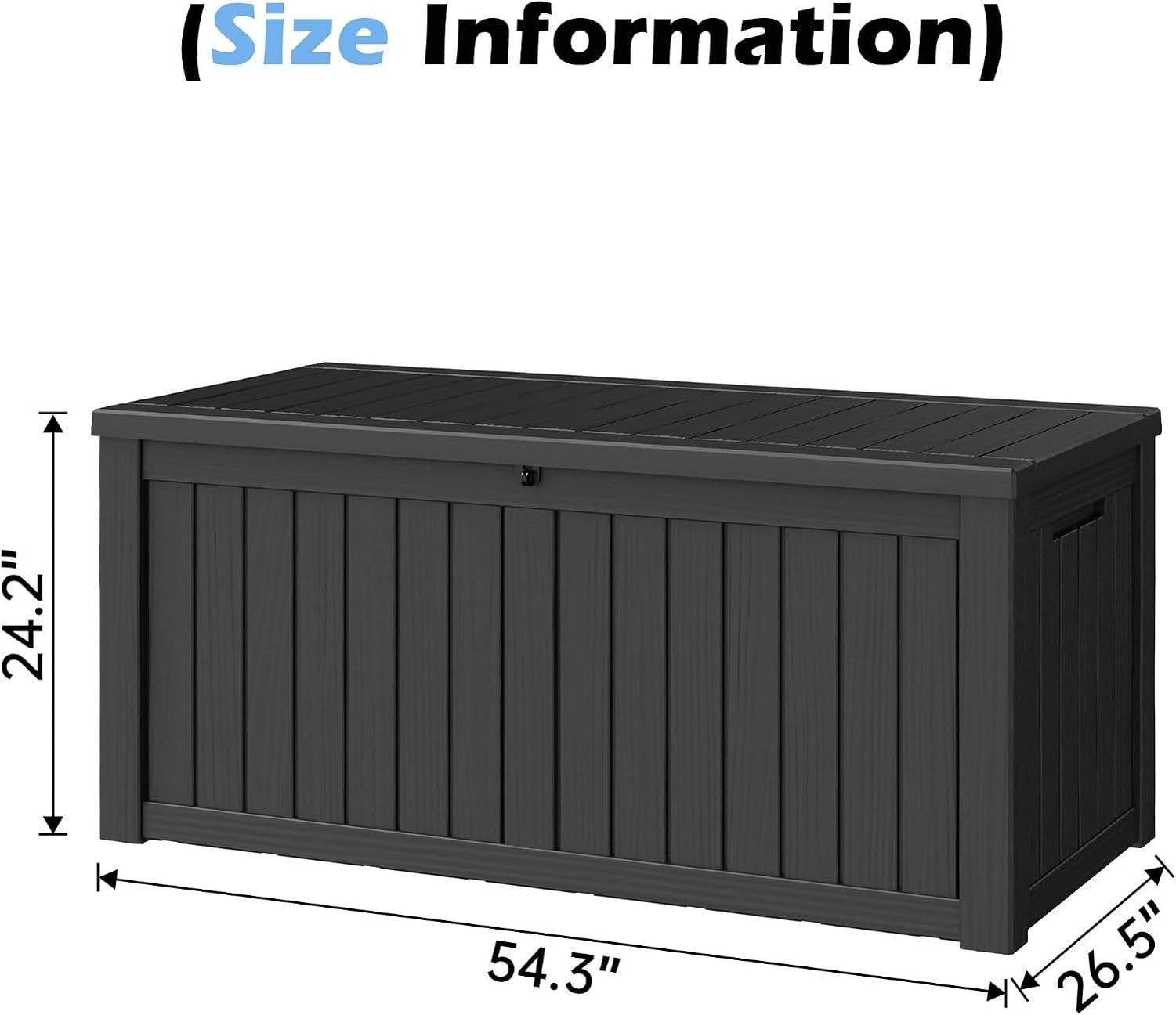 Baulera Exterior Impermeable 130L para Almacenaje Terraza, Rayado Negro