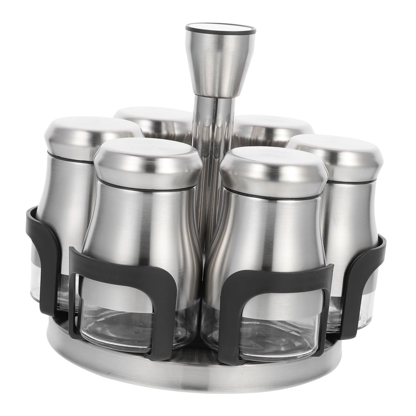 Pots à épices en acier inoxydable x6 avec support pour sel et poivre de cuisine