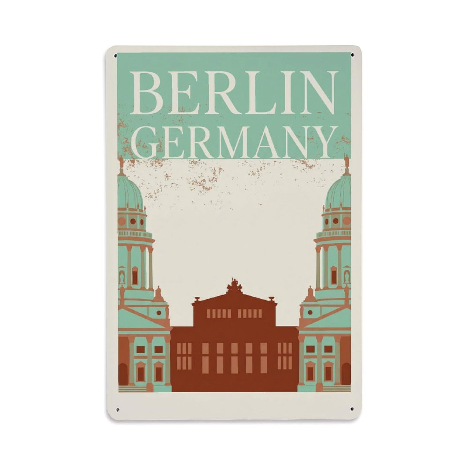 Gead 8X12inch Style Vintage Travel Berlin Germany Famous Metal Tin Sign