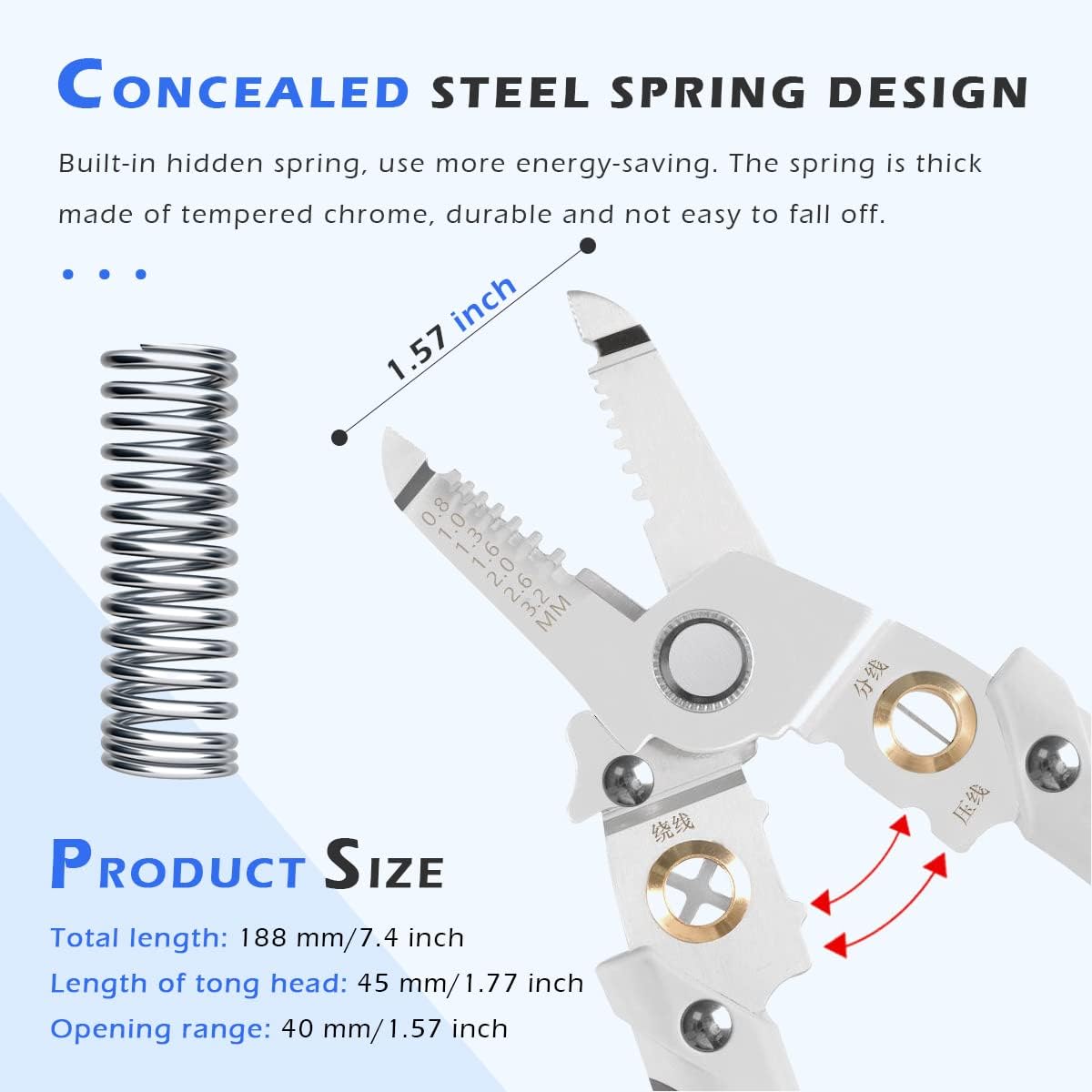 Evilia Ecom Special Wire Stripper for Electrician, 6 in 1 Multifunction Wire Pliers Tool for Electric Cable Stripping Cutting Cable Stripper and Crimping (Grey) 2
