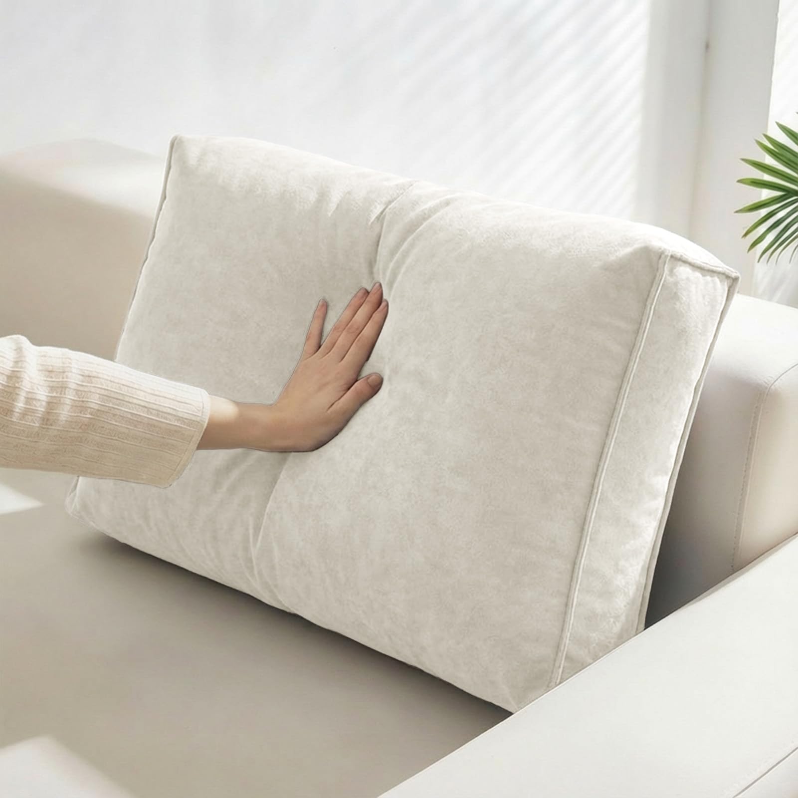 Aocase Extra Large Cushions for Sofa Reading Pillows Comfort Lumbar Pillows Bolsters Headboard Pillow with Zipper Removable Washable Cover, White,90×45×12cm