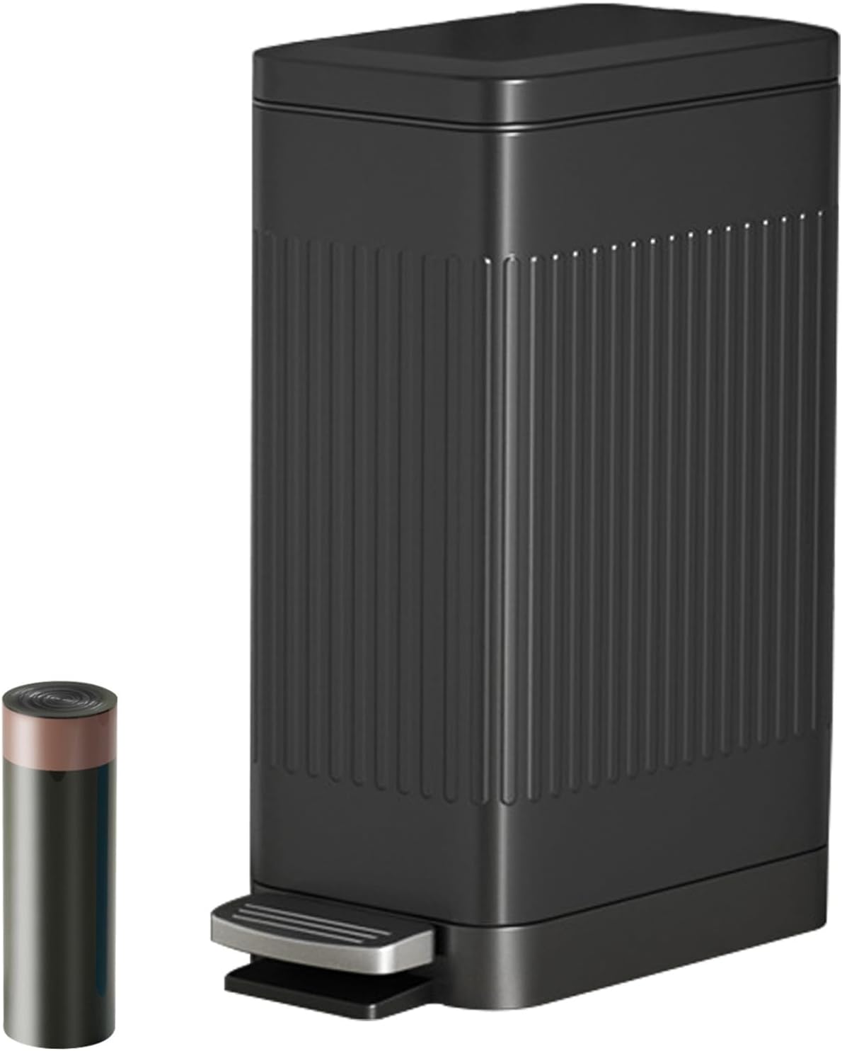 Bathroom Trash Can with Lid Soft Close, 15 Liter Slim Stainless Steel ...