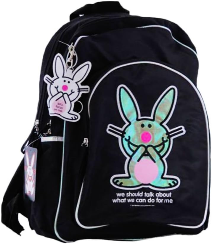 Happy Bunny – 40X30X12 Cm – American Backpack Bag for Students and Adults – US Black Urban Design Backpack Bag