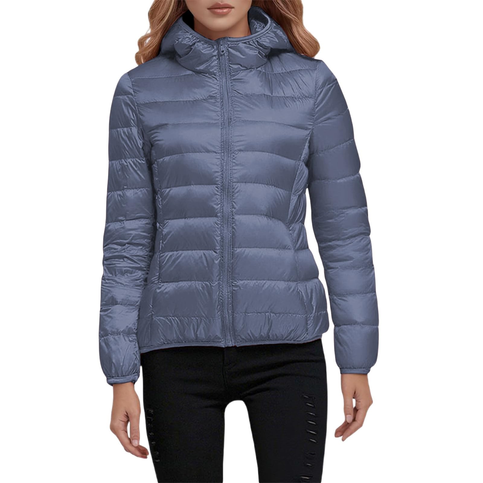 Generisch Giacca corta leggera e calda con piumino invernale da donna, alla moda, in stile casual per tutti i giorni