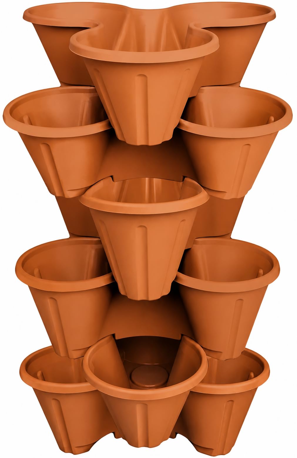 Muddy Hands 3 Section 6 Stack Vertical Planter Tower Terracotta Plastic Herb Flower Pot Garden Patio Balcony Space Saving Planter Stackable Strawberry Herb Succulent Planter