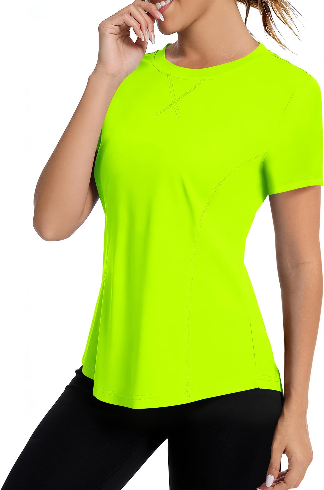 AVOOGUE Women's Short Sleeve Workout Tops Quick Dry Athletic UPF50+ Sun Protection Shirts Gym Hiking Running Yoga Clothes