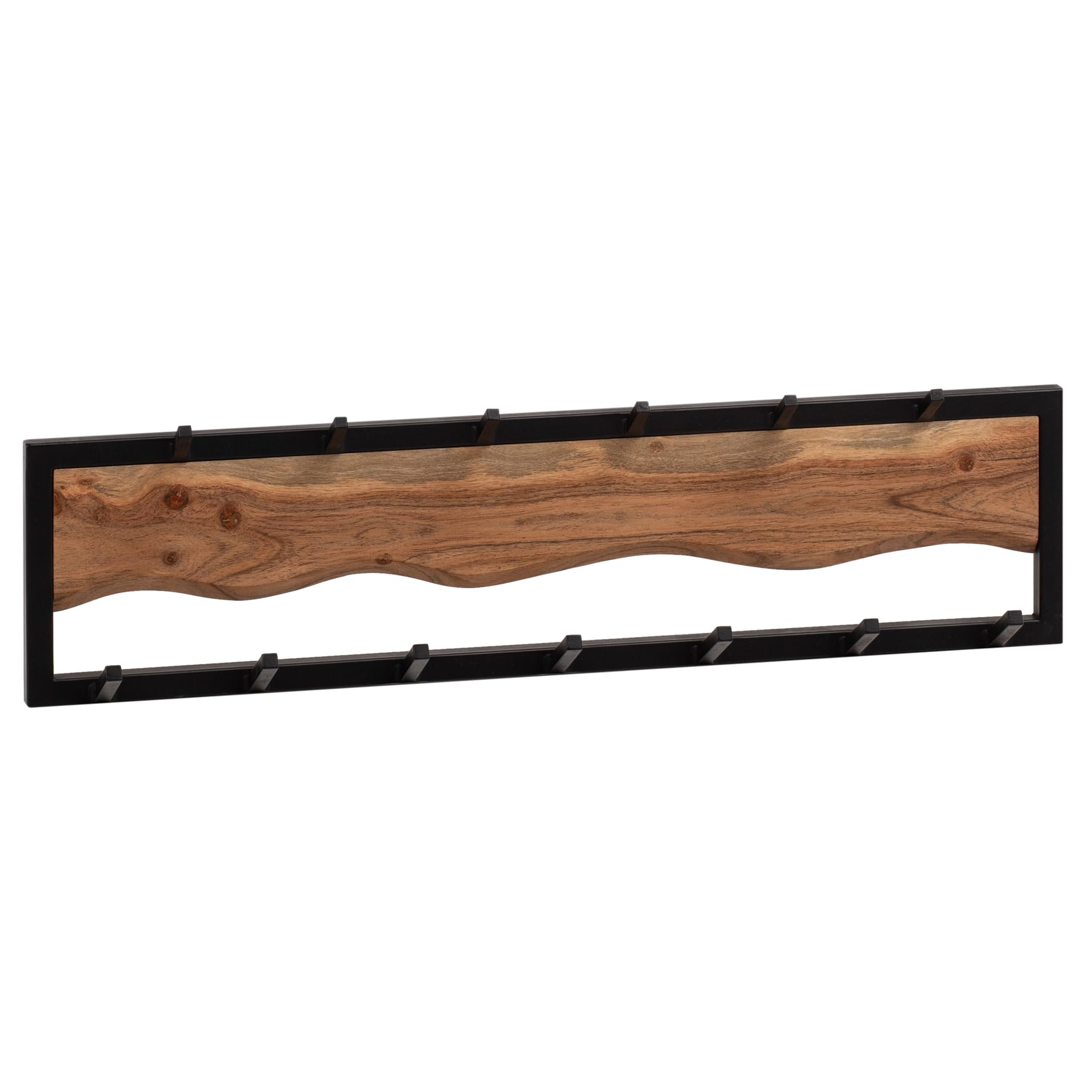 FineBuy Wandgarderobe 80x8x20 cm Akazie Massivholz mit Baumkante