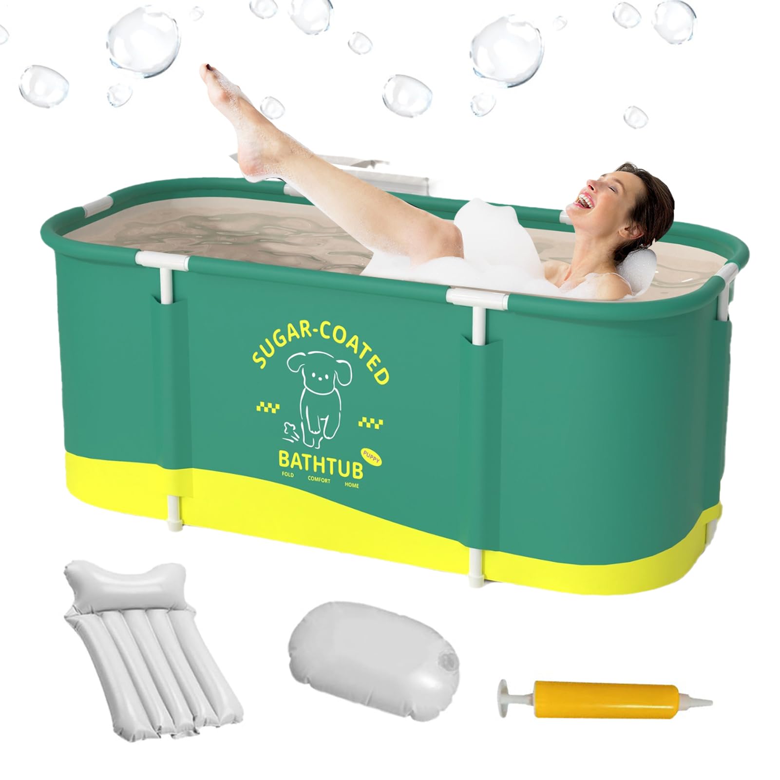 Vasca da bagno portatile Pieghevole e rinforzata, capiente | 115x60x50 cm Vasca da Bagno in Piedi con Immersione per Esterno, Giardino, Terrazzo, Casa, Campeggio, , Nuoto, Lavaggio