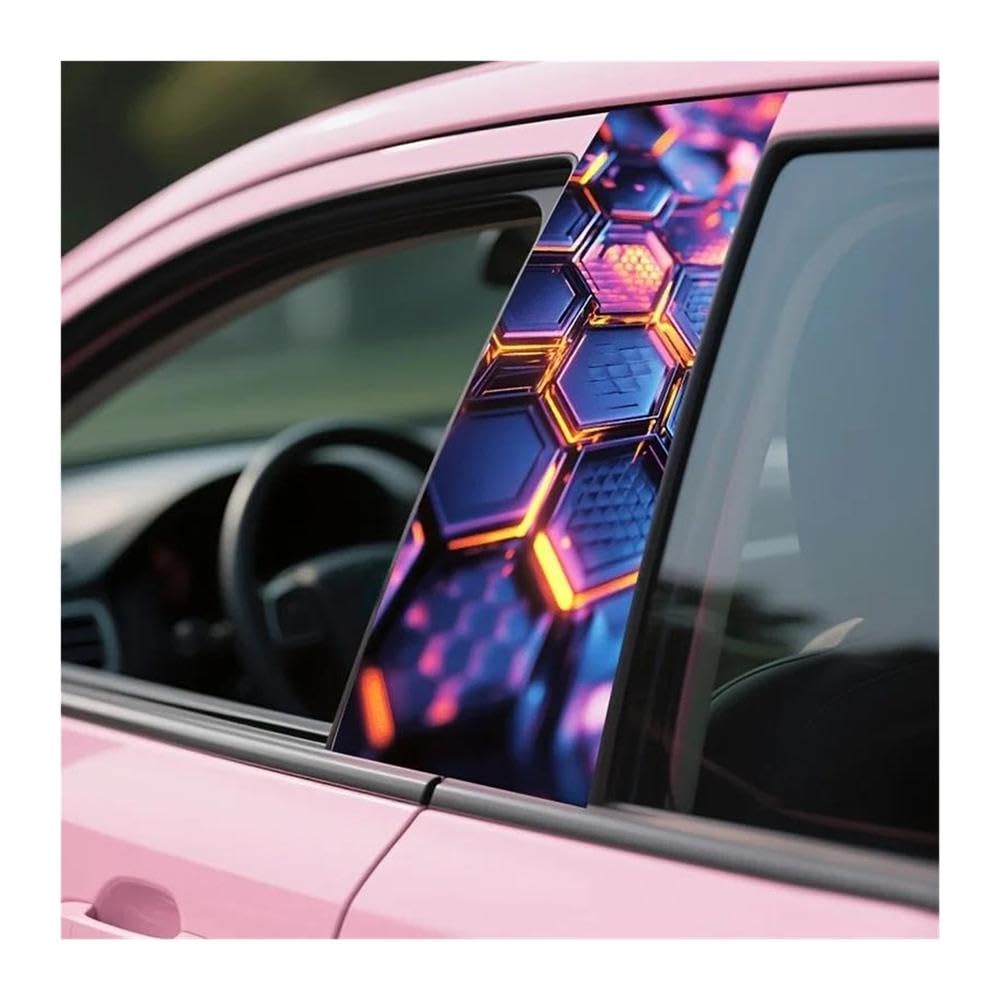Decorative Items 2pcs Car B-Pillar Decals Fantasy Crystal Grid Tech Car Center Pillar Waterproof Sticker