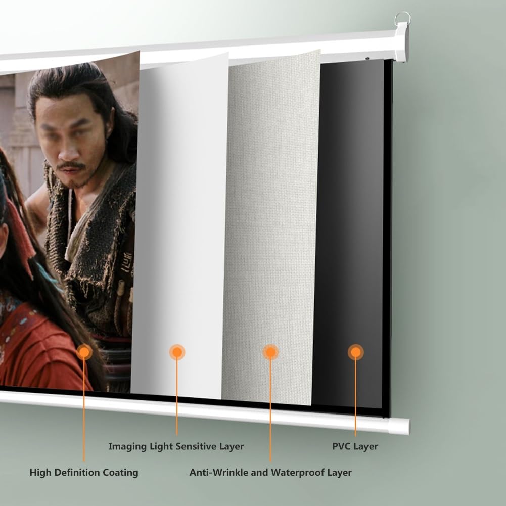 60 72 84 pollici schermo proiettore motorizzato con telecomando, bianco opaco 4K, montaggio a parete/soffitto per Home Theater, ufficio, aula (84 "(16:10))