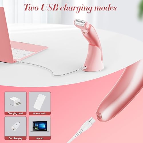 Miniatura 6 de Maquinilla de afeitar eléctrica para mujer recortadora de bikini para piernas bikini axilas pelo público recargable húmedo y seco inalámbrico con