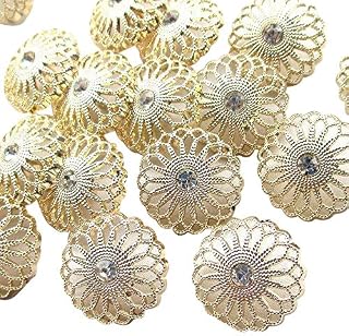 Chenkou Craft New 20pcs Gold Alloy Rhinestone Crytal Hollow Clothes Buttons 25mm Sewing Craft Lots