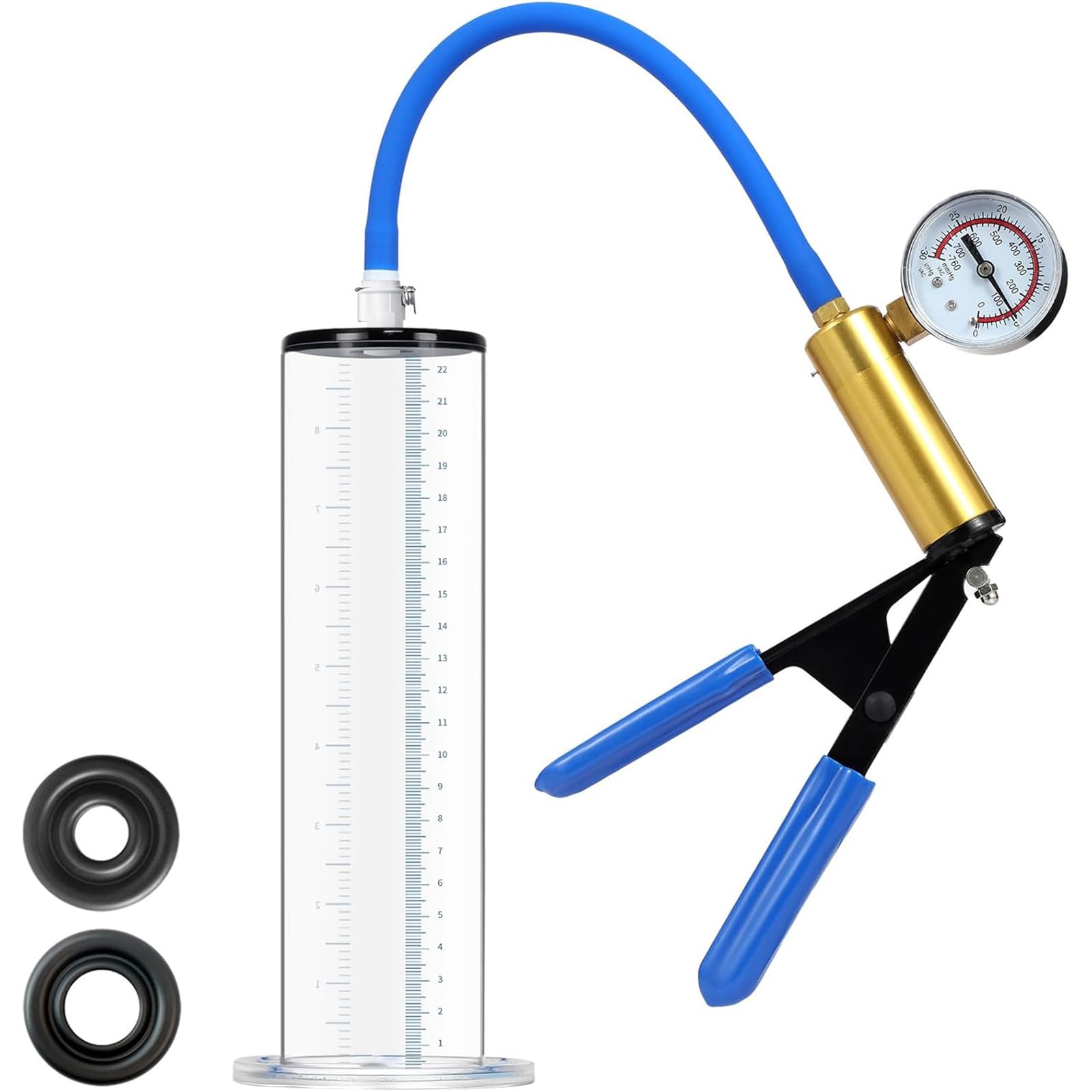 Penispumpe Sex spielzeug für die Männer Extrem, Penispumpen mit Griff und Manometer Silikon Rohr Handpumpe Penis Pumpe Vakuumpumpe SM Erektion Sex Toyset für Man (22,9 * 6,35 cm)