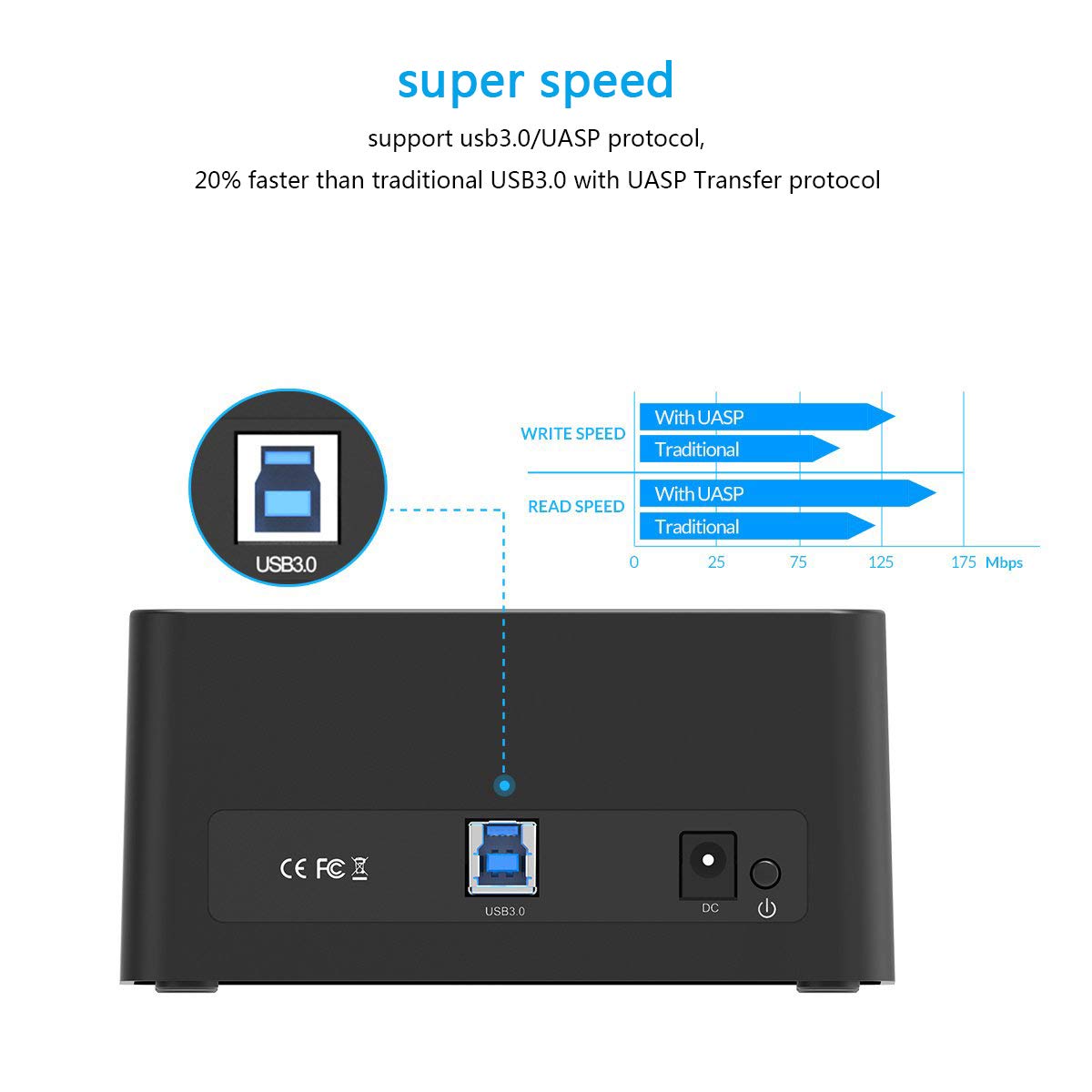 ORICO RAID 2 Bay aluminiumlegering HDD dockingstation, USB 3.0 naar SATA harde schijf behuizing externe voor 3,5 inch HDD harde schijven, ondersteunt RAID 0 / 1, 2x16TB (9528RU3