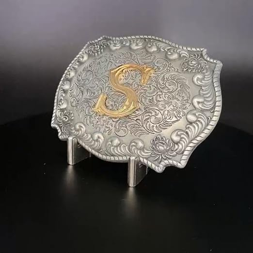 Fibbia Cintura Western Cowboy Con Iniziale - Nuova, In Lega, Multicolore, Per Cinture Da 1.5 Pollici Fibbia Cowboy Iniziale - Foto 8