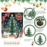 LIHAO Drewniana choinka bożonarodzeniowa, DIY z 24 ornamentami