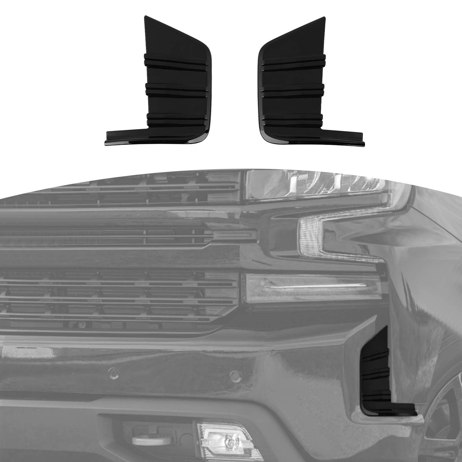 Rear Window Louver Vent Panels For Chevy Silverado & GMC Sierra 2019-2022 | 2-Piece Black Aluminum Alloy Exterior Accessories