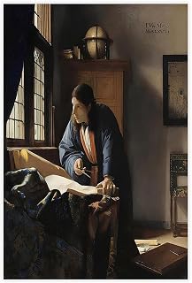 Johannes Vermeer The Geographer, Johannes Vermeer Wall Art Poster Print for Teen Boys Room Wall Art Canvas Painting Print Unframe 16x24inch