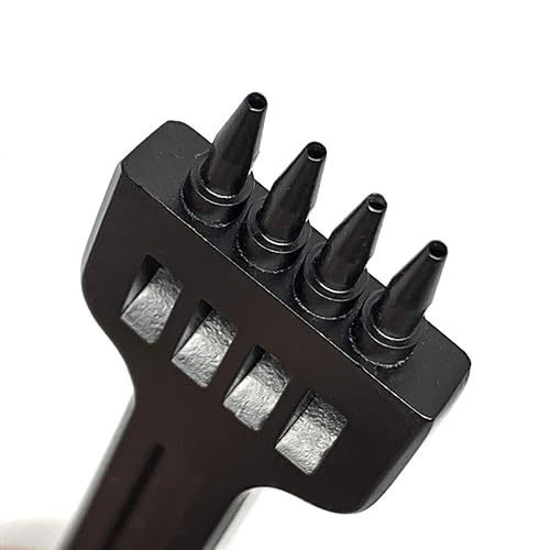 Miniatura 3 de Citian Herramienta de perforación de agujeros redondos de cuero, juego de dientes de garra de 0.157in, 246 para manualidades de cuero (negro)